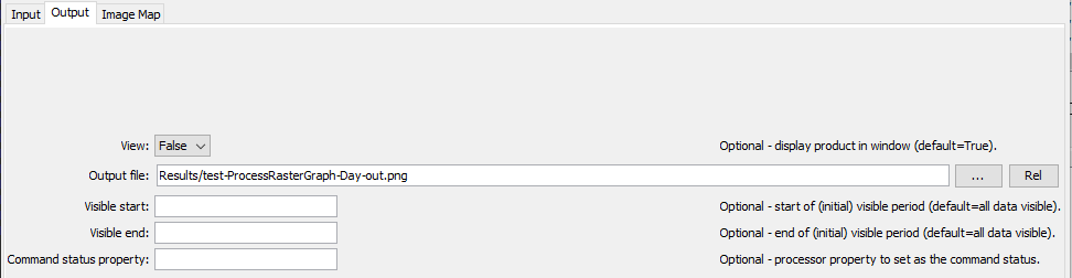 ProcessRasterGraph command editor for output parameters