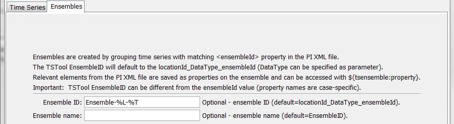 ReadDelftFewsPiXml Command editor for Ensemble parameters