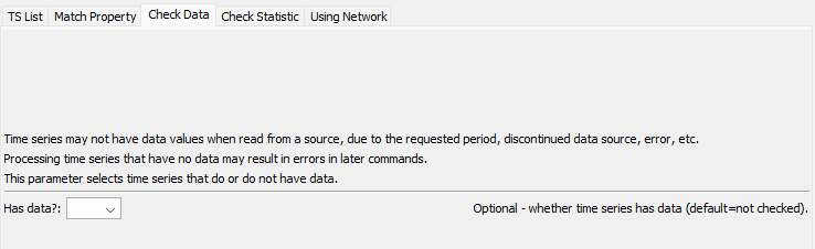 SelectTimeSeries command editor checking for data