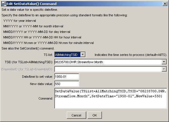 SetDataValue command editor
