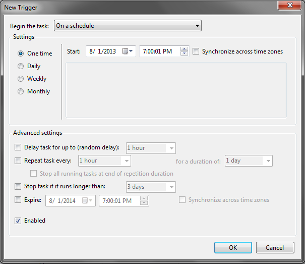 Running TSTool Specify Trigger to Indicate Run Task Schedule