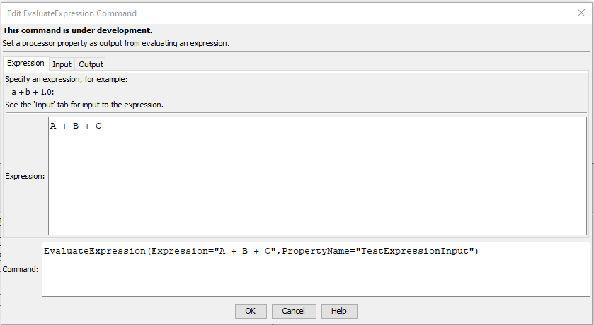 SetProperty command editor for expression parameters