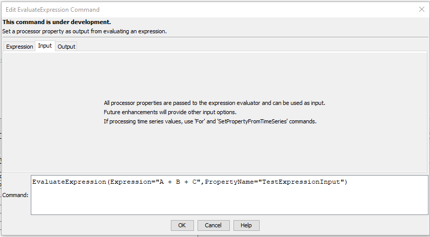 SetProperty command editor for input parameters