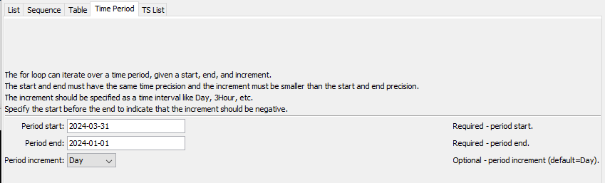 For command editor for time period