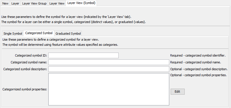 GeoMap command editor for layer view categorized symbol parameters