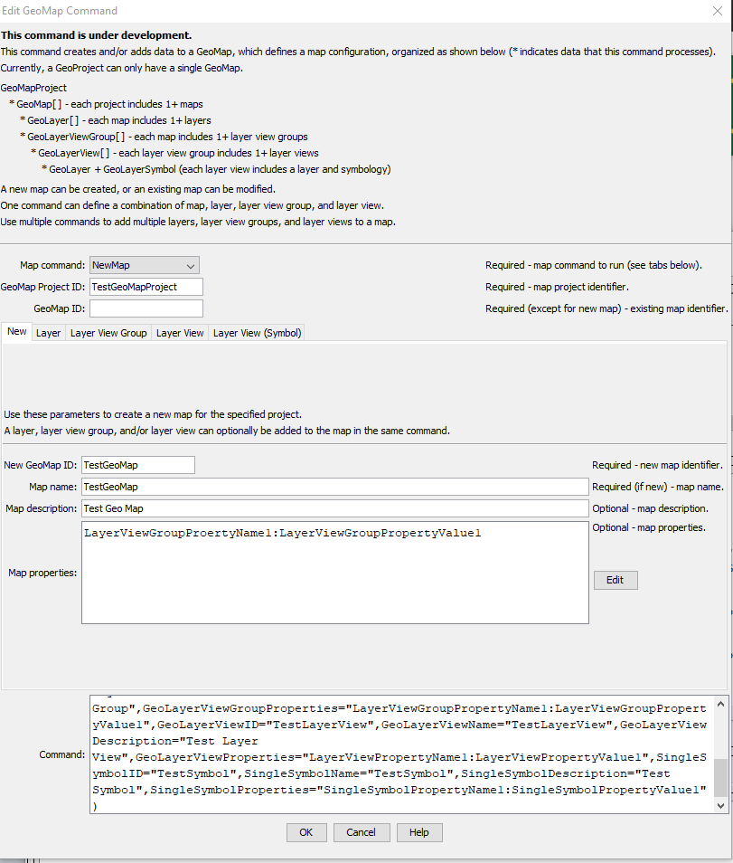 GeoMap command editor for new parameters