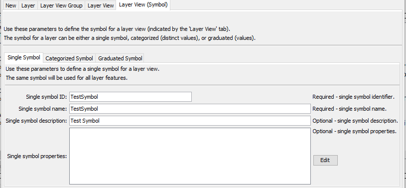 GeoMap command editor for layer view single symbol parameters