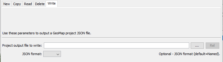 GeoMapProject command editor Write parameters