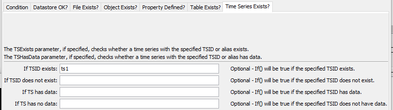 If command editor for time series existence check