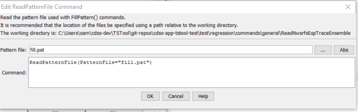 ReadPatternFile command editor