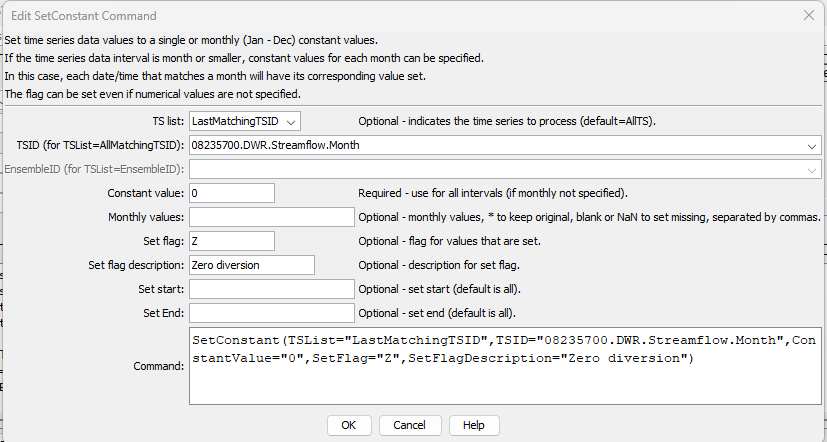 SetConstant command editor